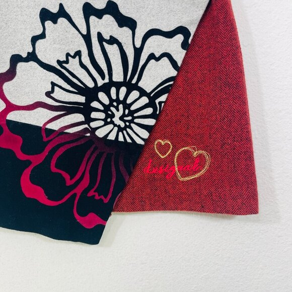 DESIGUAL Monica Faux Wrap Skirt Size 38 US 6 Floral‎ Orange Black Wool Blend Y2K - Picture 3 of 5